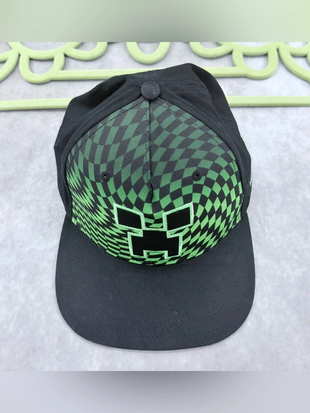 Kids Black & Green Creeper Graphic Snapback Hat